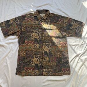 Vintage 1990s Tori Richard Honolulu Abstract Aloha Shirt Made in USA Size M